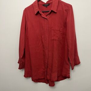 Liverpool Red Button-Front Blouse